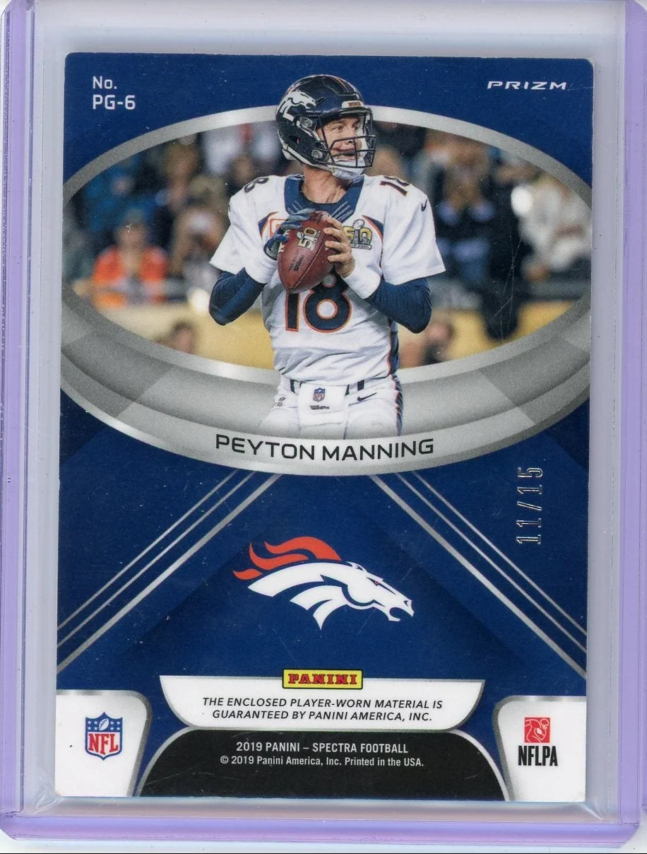 Peyton Manning 2019 Panini Spectra Pillars of the Game Pink Neon Relic #'d 11/15