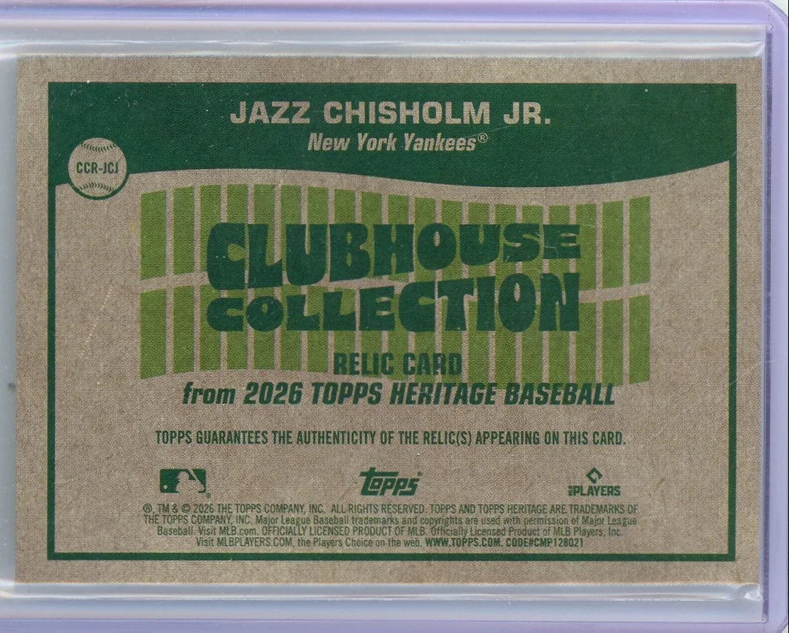 Jazz Chisholm Jr. 2026 Topps Heritage Clubhouse Collections Game Used Relic #CCR-JCJ