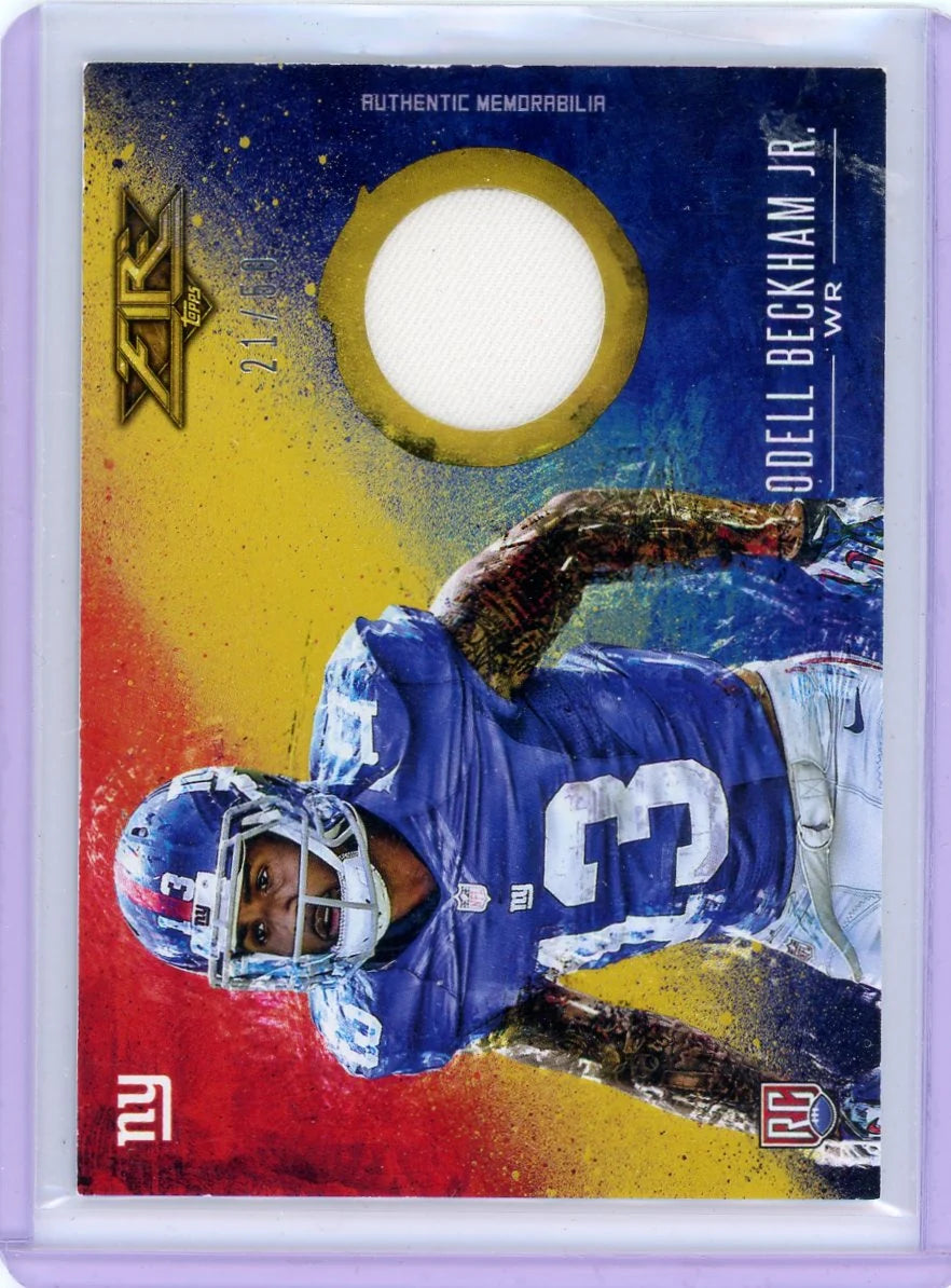 Odell Beckham Jr. 2014 Topps Fire Relic Gold RC #'d 21/50