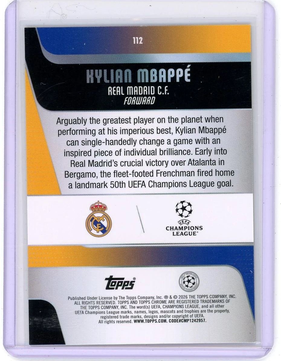 Kylian Mbappe 2025-26 Topps Chrome Yellow Mini Diamond #'d 131/275