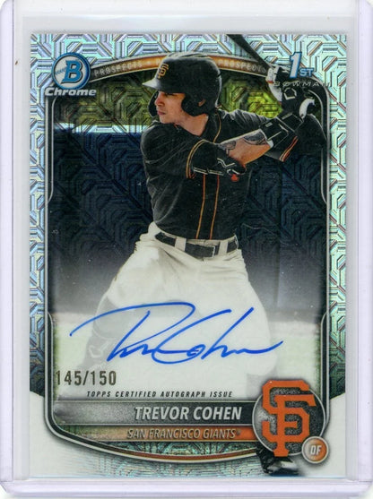 Trevor Cohen 2025 Bowman Chrome Draft 1st Bowman Mojo Autograph #'d 145/150