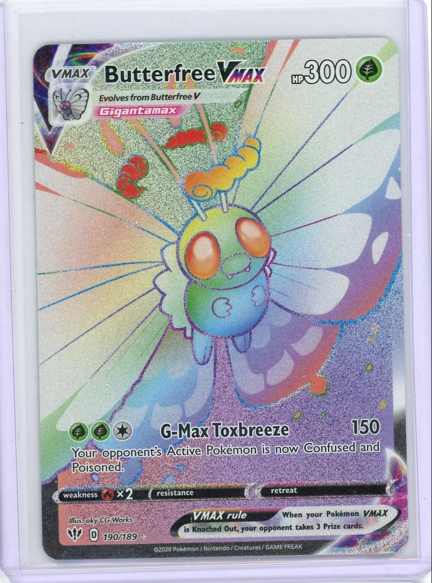 Butterfree Vmax Pokémon Darkness Ablaze Rainbow Secret Rare #190/189