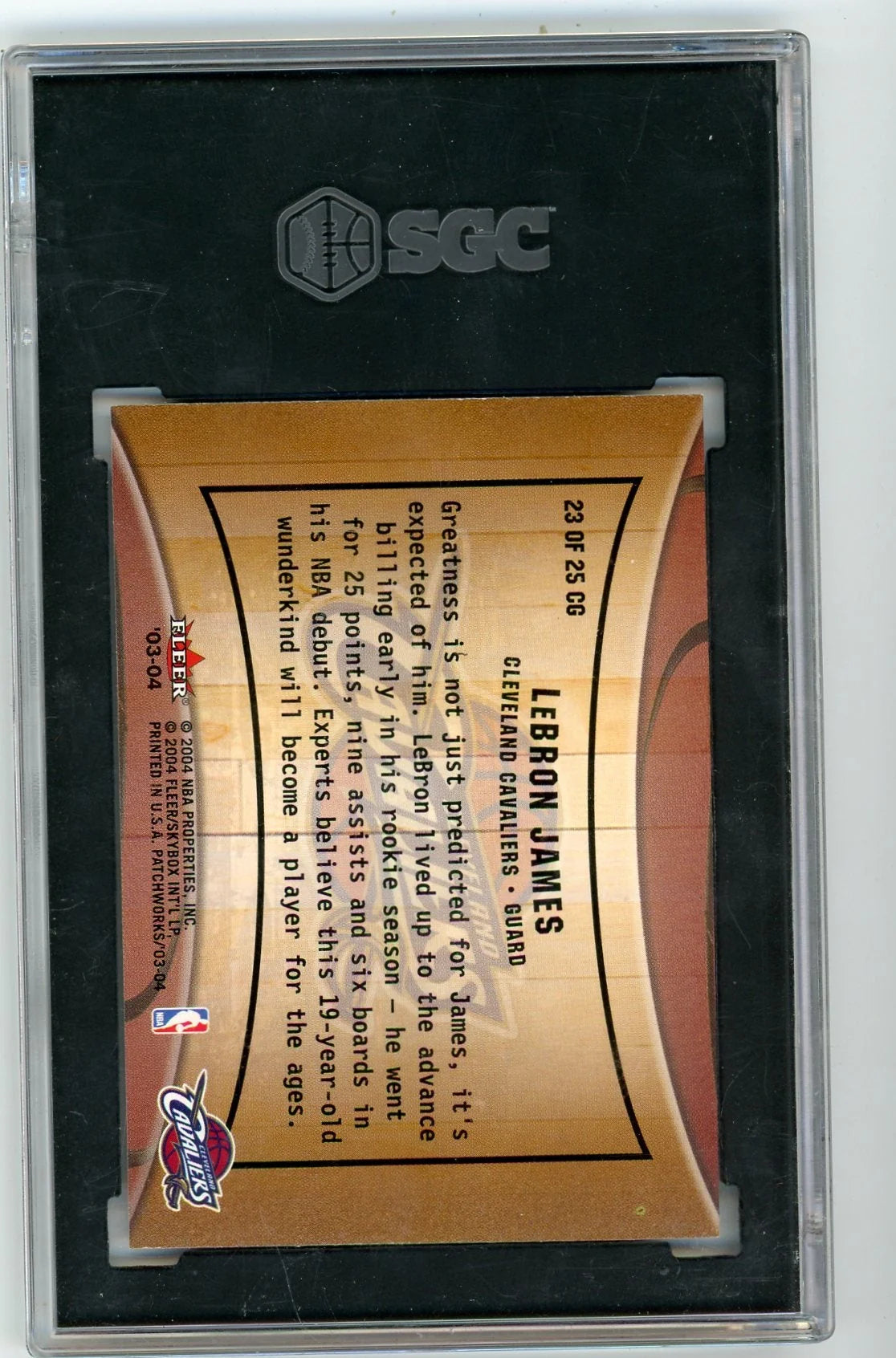 LeBron James 2003-04 Fleer Patchworks Courting Greatness SGC 9.5