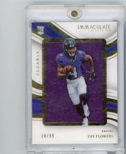 Zay Flowers 2023 Panini Immaculate Clearly #'d 16/99