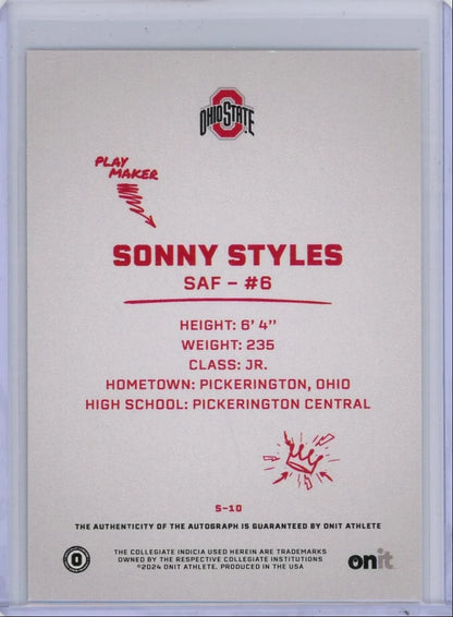 Sonny Styles 2024 ONIT Athlete Signature Series Red Auto #'d 296/335