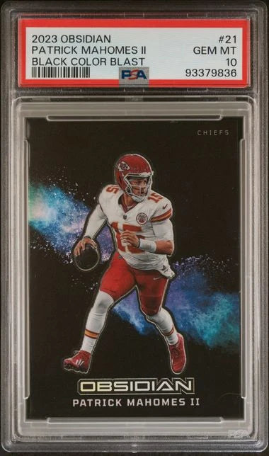 Patrick Mahomes 2023 Panini Obsidian Black Color Blast PSA 10