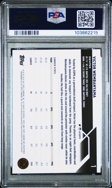 Victor Wembanyama 2023 Topps Chrome Negative Refractor Rookie PSA 9