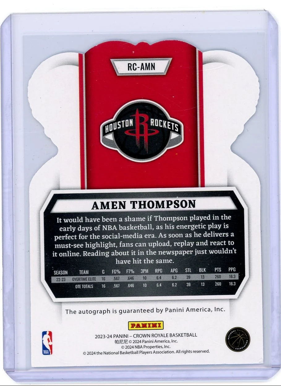 Amen Thompson 2023-24 Panini Crown Royale Rookie Crown Auto Blue RC #'d 05/75