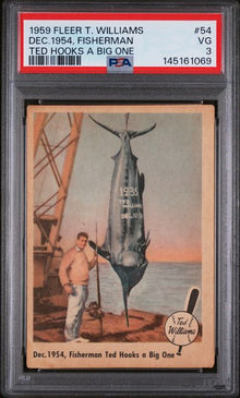 1959 Fleer Ted Williams #54 DEC. 1954, FISHERMAN TED HOOKS A BIG ONE PSA 3