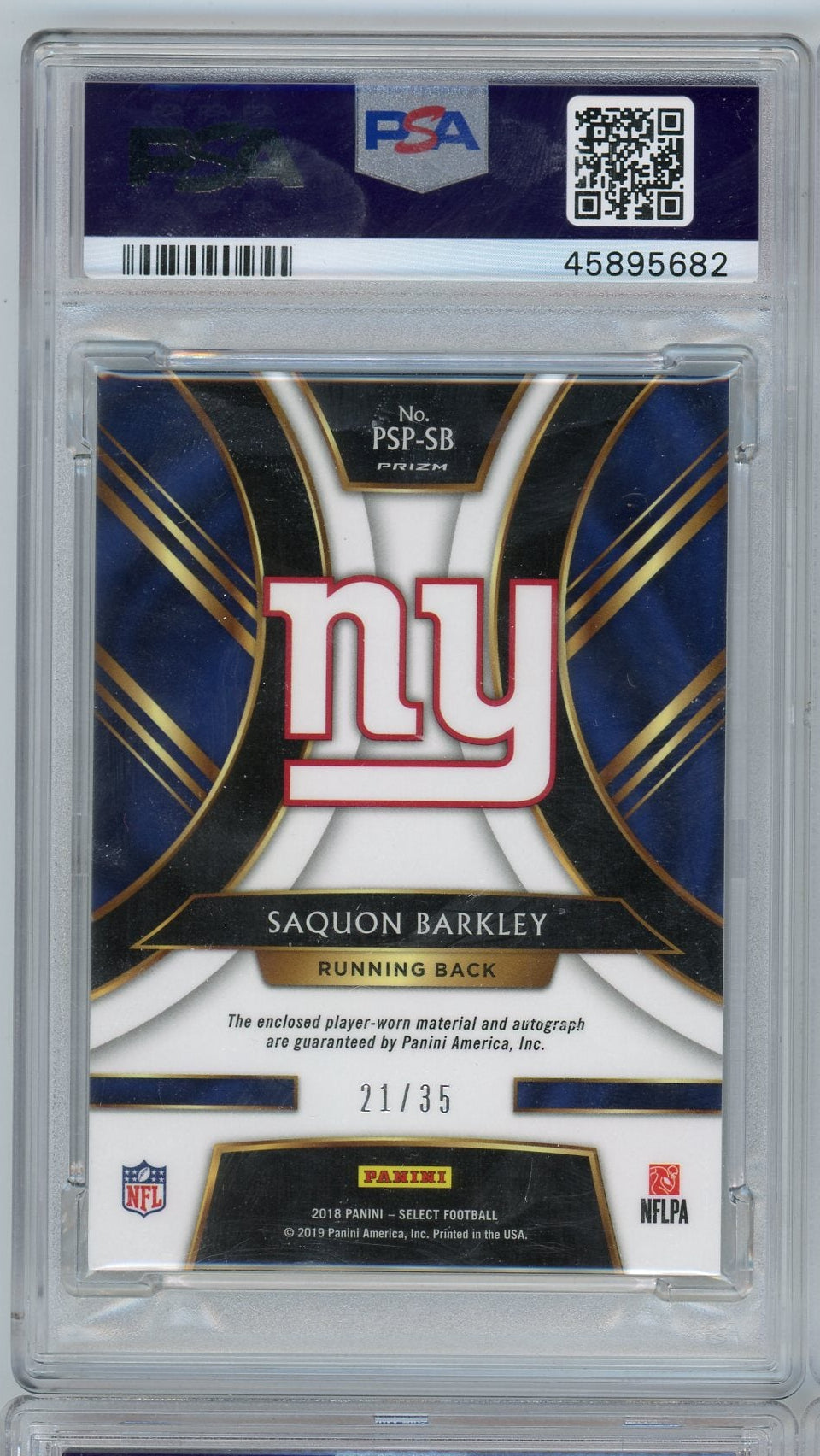 Saquon Barkley 2018 Panini Select Prime Selections Prizm RPA #'d 21/35 PSA 10