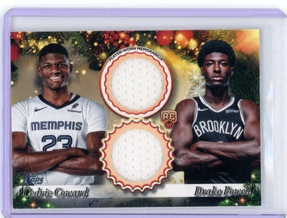 Cedric Coward / Drake Powell 2025 Topps Basketball Holiday Dual Rookie Relic