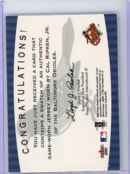 Cal Ripken Jr 2001 Fleer Tradition Turn Back the Clock Relic