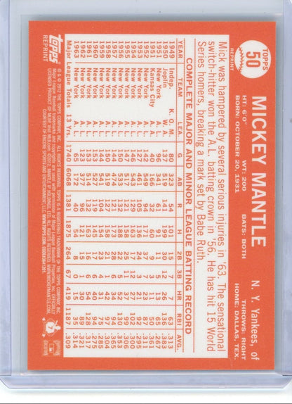 Mickey Mantle 2012 Topps 1964 Reprint Gold Refractor