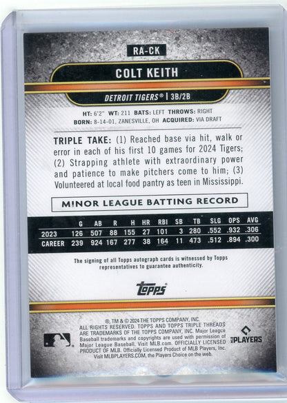 Colt Keith 2024 Topps Triple Threads Green Auto #'d 5/50