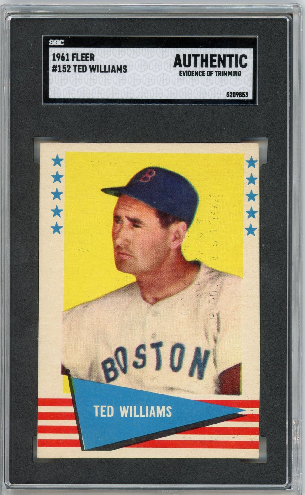 Ted Williams 1961 Fleer #152 SGC Authentic (Evidence of Trimming)