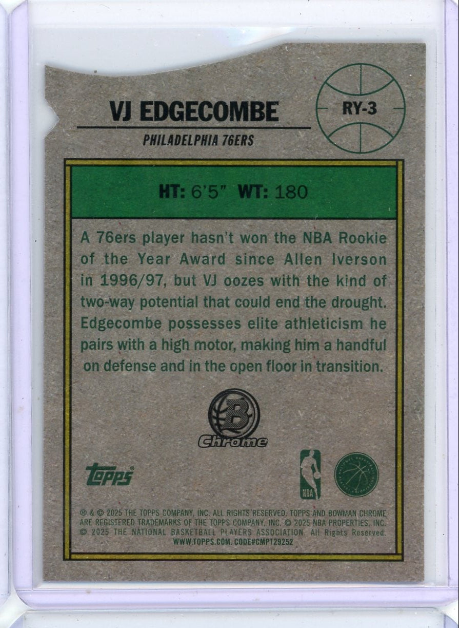 VJ Edgecombe 2025-26 Bowman Chrome ROTY Favorites pink rc #'d 046/199