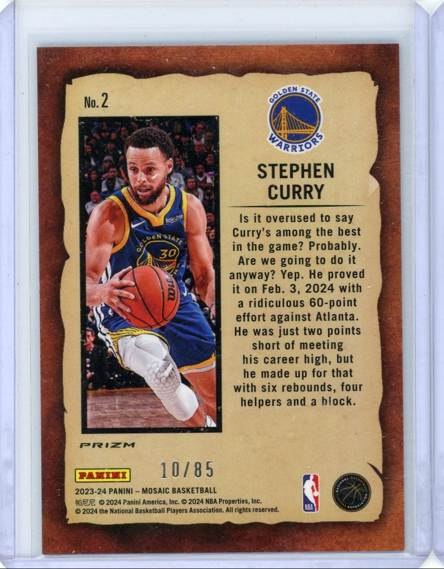 Stephen Curry 2023-24 Panini Mosaic Fast Break Notoriety blue #'d 10/85