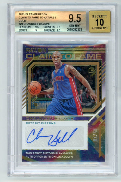 Chauncey Billups 2021-22 Panini Recon Claim to Fame auto gold #'d 05/10 BGS 9.5 AUTO 10