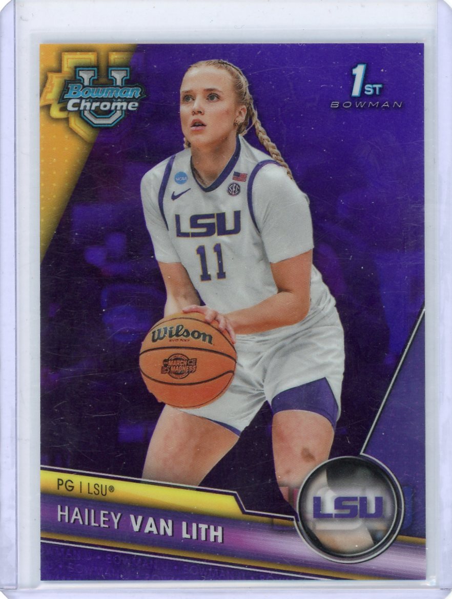 Hailey Van Lith 2024 1st Bowman Chrome University purple ref. #'d 055/399