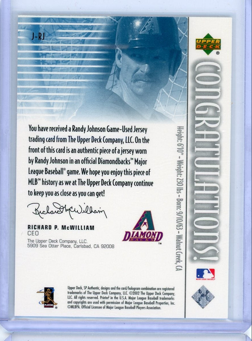 Randy Johnson 2002 SP Authentic Game Used Relic