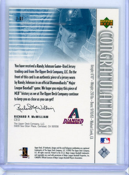 Randy Johnson 2002 SP Authentic Game Used Relic