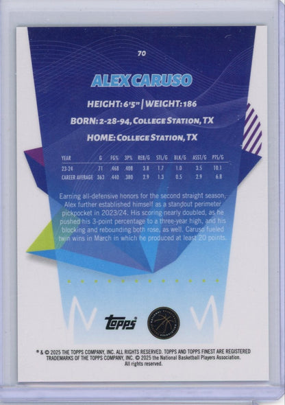 Alex Caruso 2024-25 Topps Finest black ref. #'d 04/25