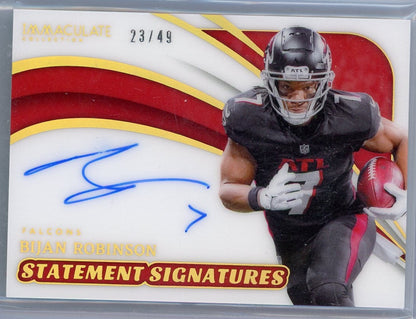 Bijan Robinson 2024 Panini Immaculate Statement Signatures  #'d 23/49