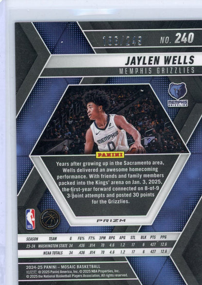 Jaylen Wells 2024-25 Mosaic Purple Flourescent /249 RC