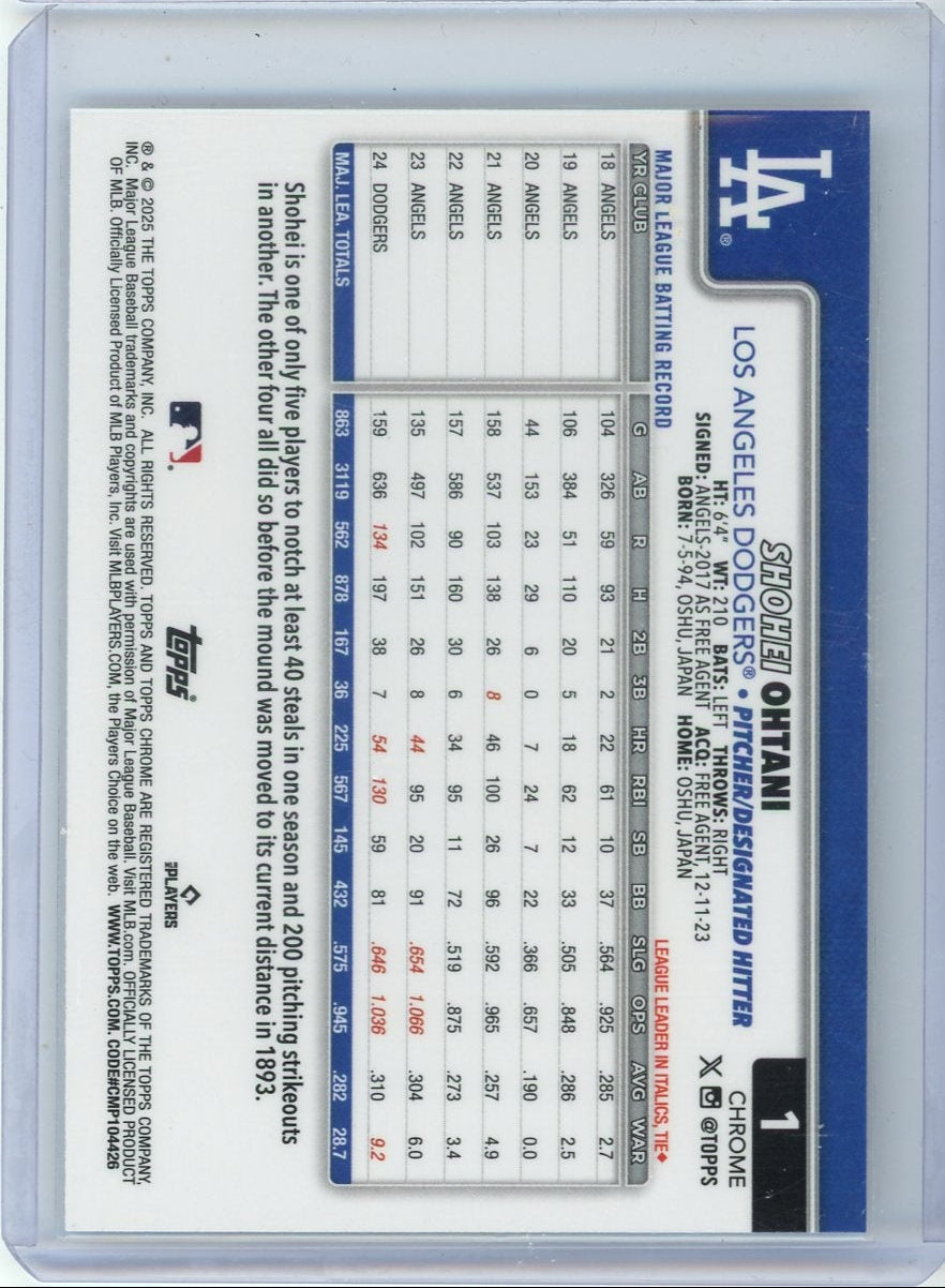 Shohei Ohtani 2025 Topps Chrome Raywave Refractor