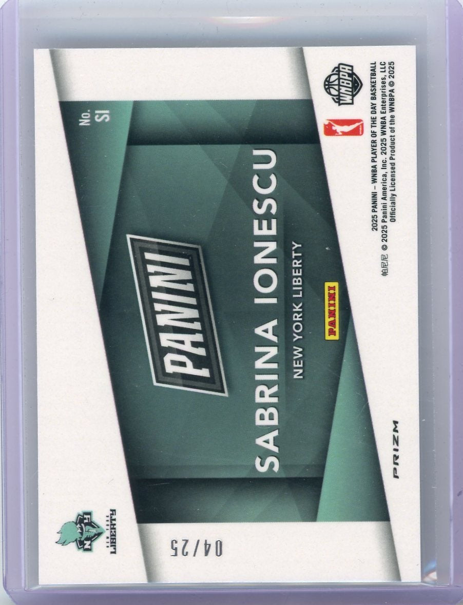 Sabrina Ionescu 2025 Panini WNBA Player Of The Day #'d 04/25