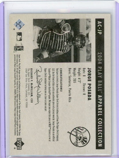 Jorge Posada 2004 Upper Deck Apparel Collection Jersey Relic