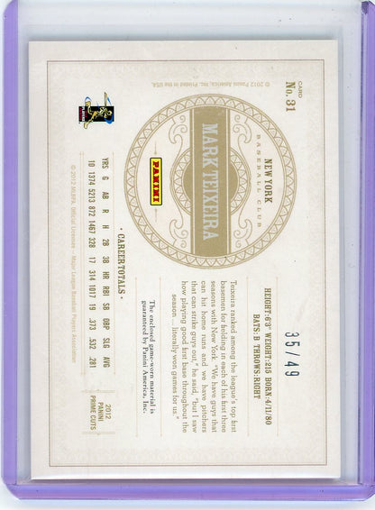 Mark Teixeira 2012 Playoff Prime Cuts Jersey Relic #'d 35/49
