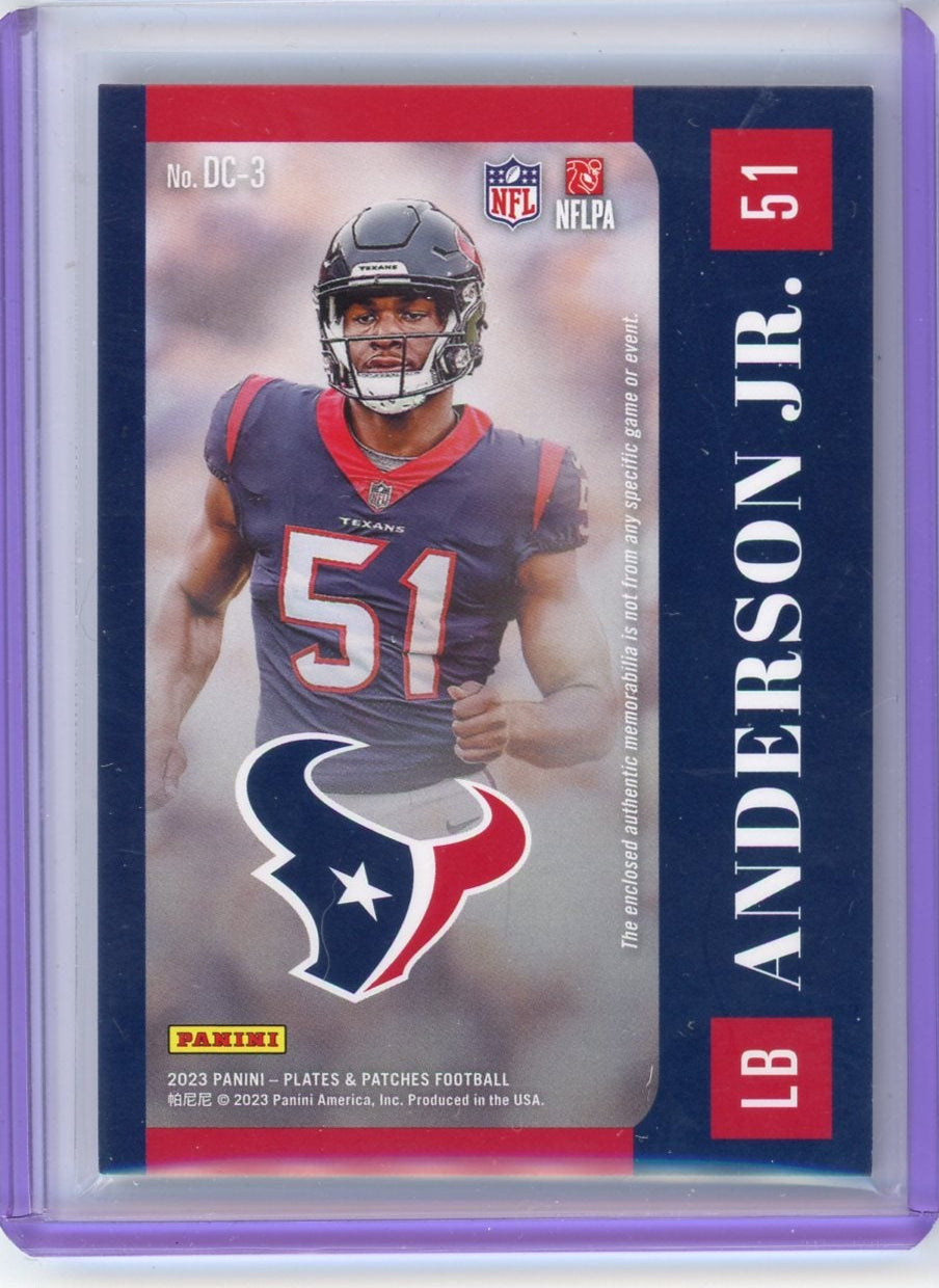 Will Anderson Jr. 2023 Panini Plates & Patches Double Coverage #'d 59/75