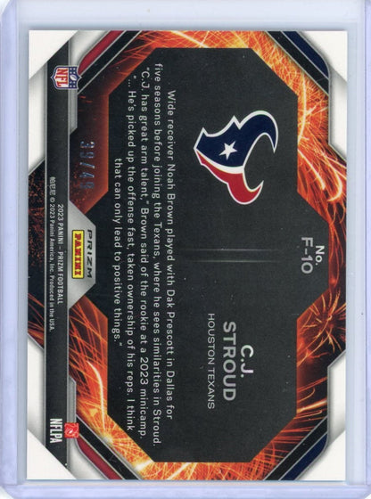 CJ Stroud 2023 Panini Prizm Fireworks Purple Power Rookie #'d 39/49