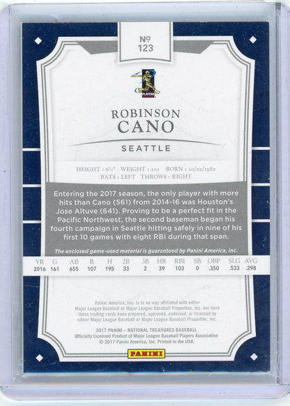 Robinson Cano 2017 Panini National Treasures relic gold #'d 10/15