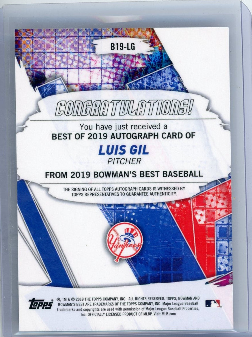 Luis Gil 2019 Bowman's Best prospect autograph