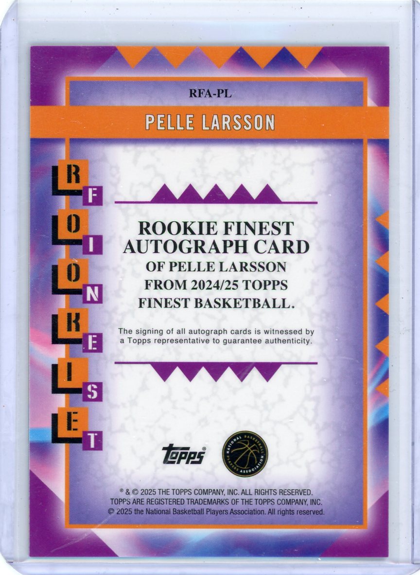 Pelle Larsson 2024-25 Topps Rookie Finest Autograph #'d 79/99