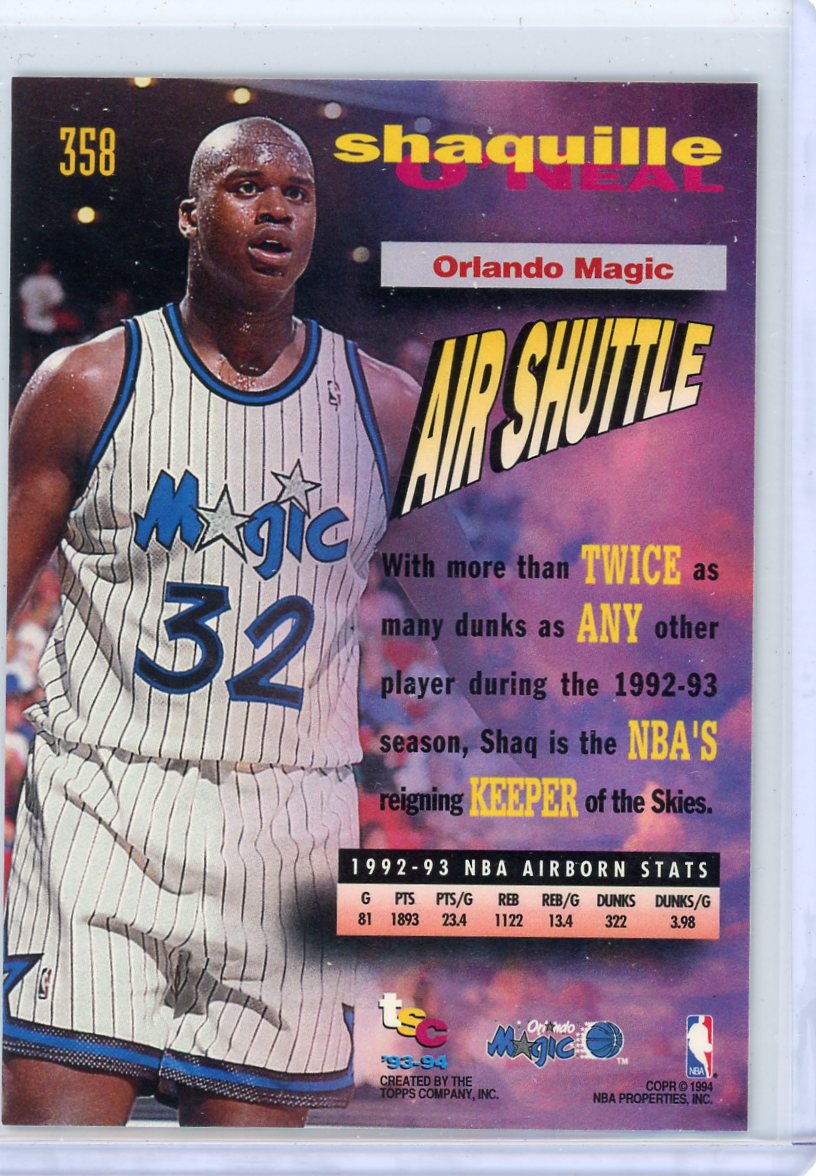 Shaquille O'Neal 1994 Topps Stadium Club Frequent Flyers