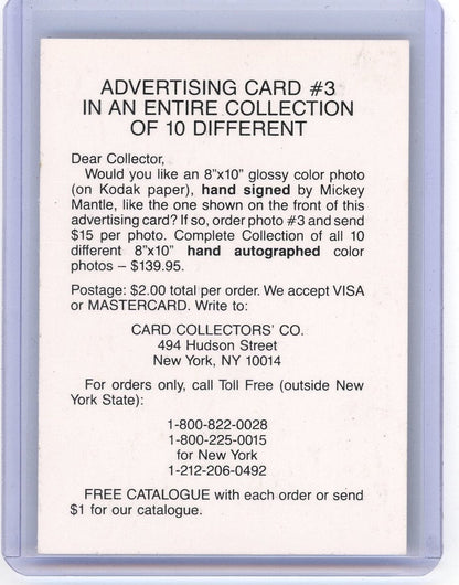 Mickey Mantle Card Collectors' Co. Advertising Card #3