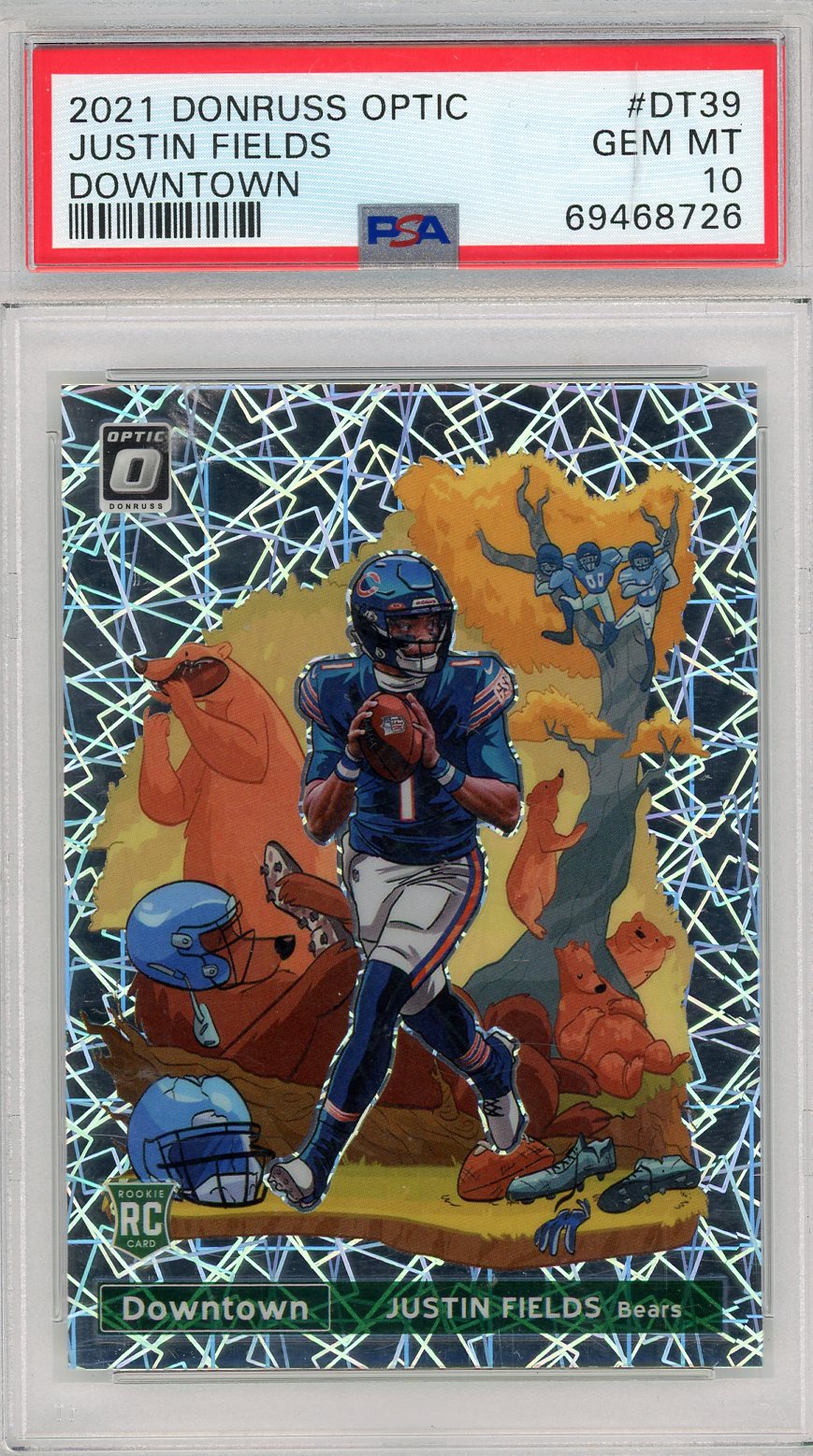 Justin Fields 2021 Panini Donruss Optic Downtown PSA 10