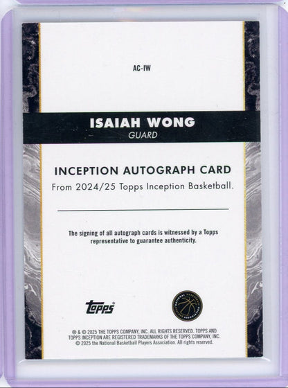 Isaiah Wong 2024-25 Topps Inception autograph pink #'d 25/99